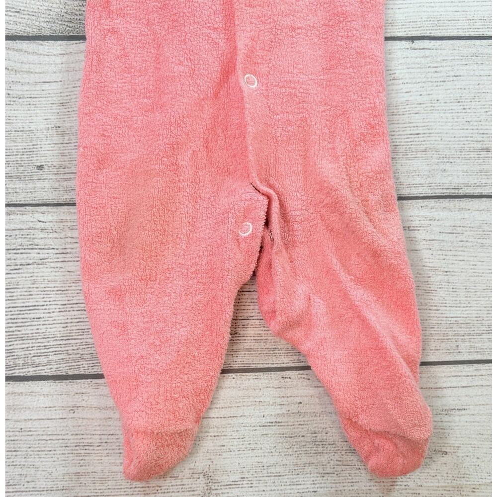 Sears Vintage Winnie The Pooh Bear Coral Footed Outfit Button Down Size 3-6 Mo? - Picture 2 of 8